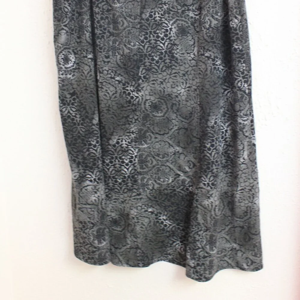 #422 Christopher & Banks Stretch Black Grey Patterned Skirt Size 14W - Picture 4 of 9
